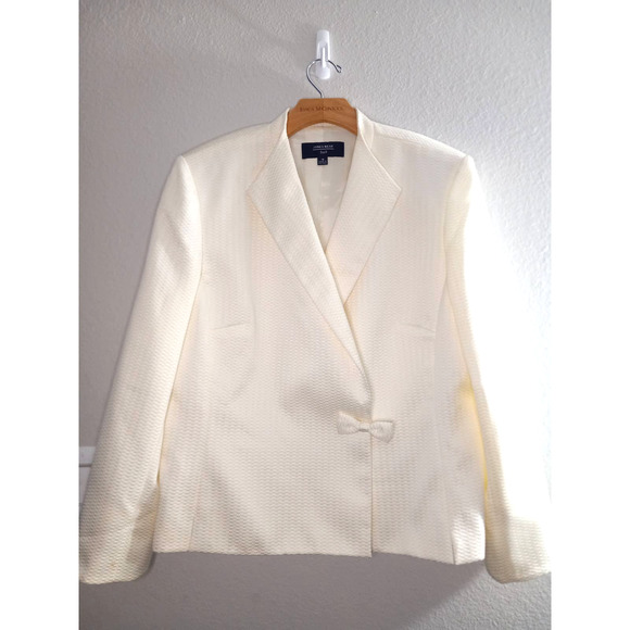 Jones Wear Suit Formal Career Geometric Bow Front Side White Plus Size 18 Blazer - Picture 1 of 9